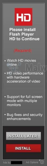 [Image: Please install Flash Player HD to continue (Required) virus]