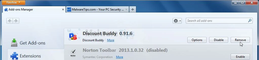 [Image: Discount Buddy Firefox extension]