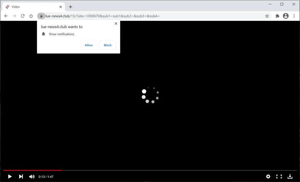Image: Chrome browser is redirected to Lue-news4.club