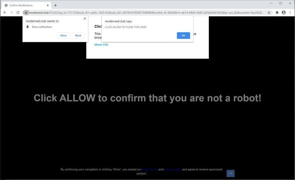 Remove Moderned.club pop-up ads (Virus Removal Guide) 1 Image: Chrome browser is redirected to Moderned.club