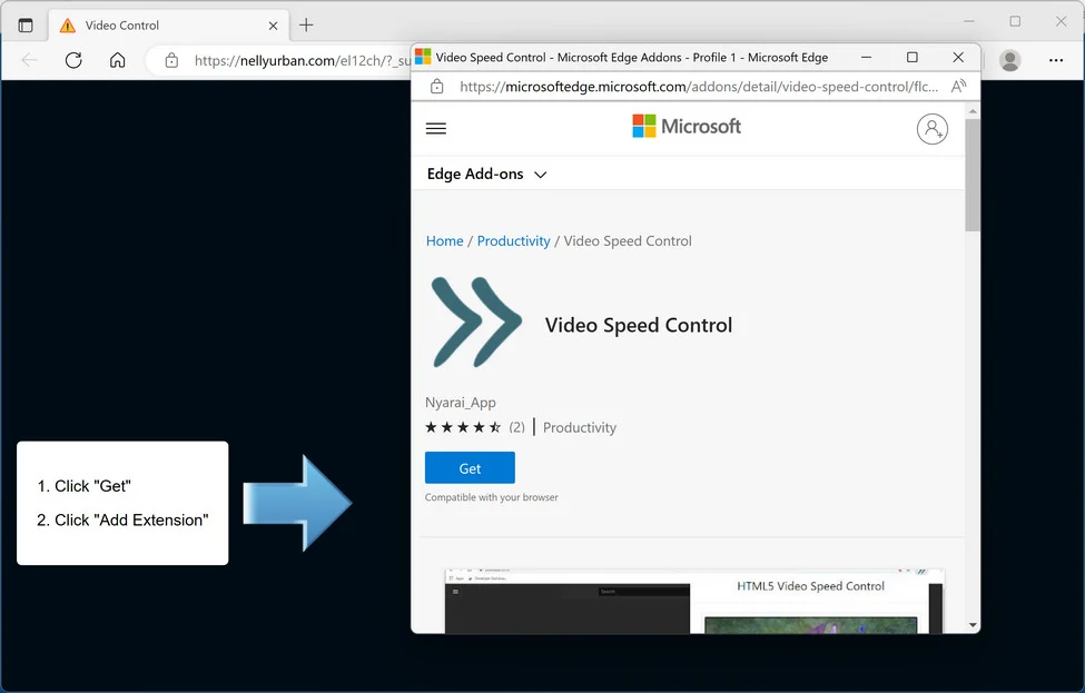 Image: Video Speed Control Microsoft Edge Extension