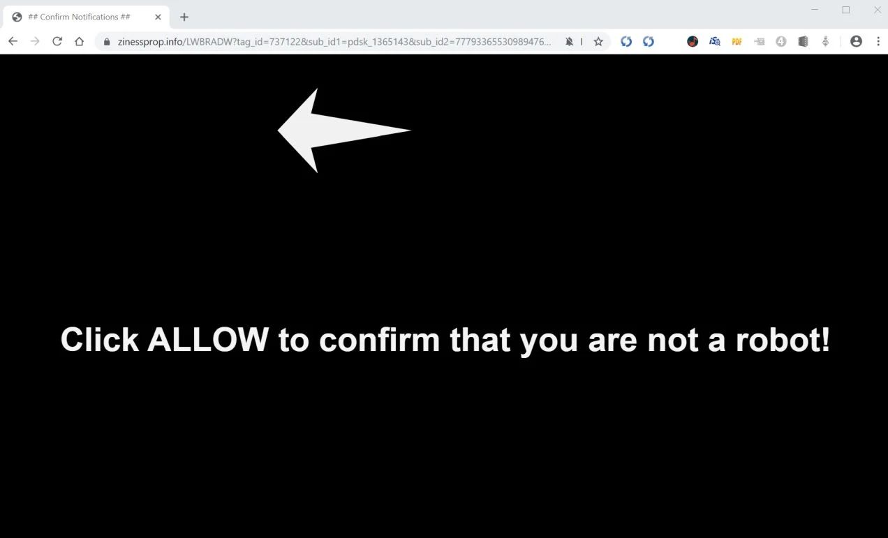 How to remove Zinessprop.info pop-up ads (Virus Removal Guide) 1 Image: Chrome browser is redirected to Zinessprop.info