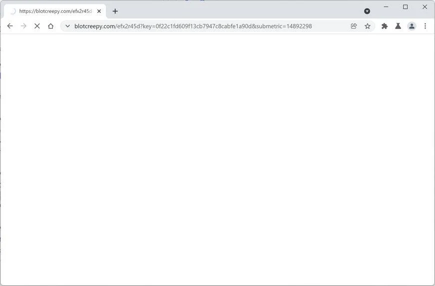 Image: Chrome browser is redirected to Blotcreepy.com