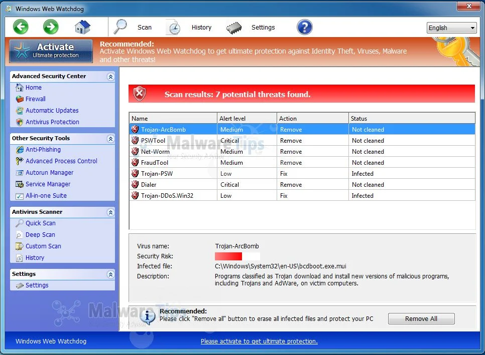 Picture of Windows Web Watchdog malware