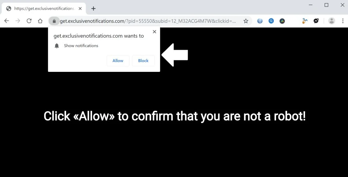 Remove Get.exclusivenotifications.com pop-up ads (Virus Removal Guide) 1 Image: Chrome browser is redirected to Get.exclusivenotifications.com