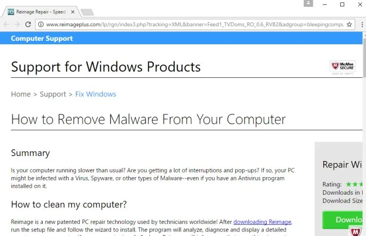 Support for Windows Products popup