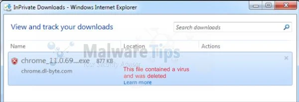[Image: file contained a virus and was deleted Internet Explorer]