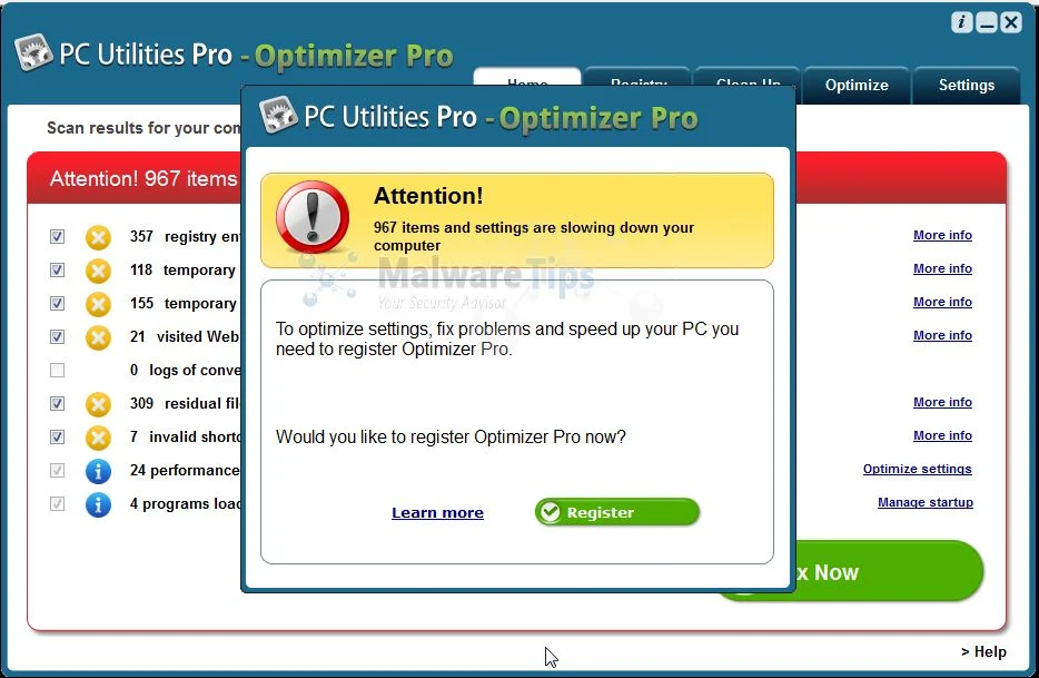 PC Utilities Pro malware