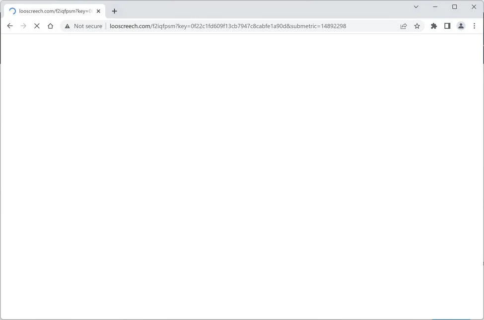 Image: Chrome browser is redirected to Looscreech.com