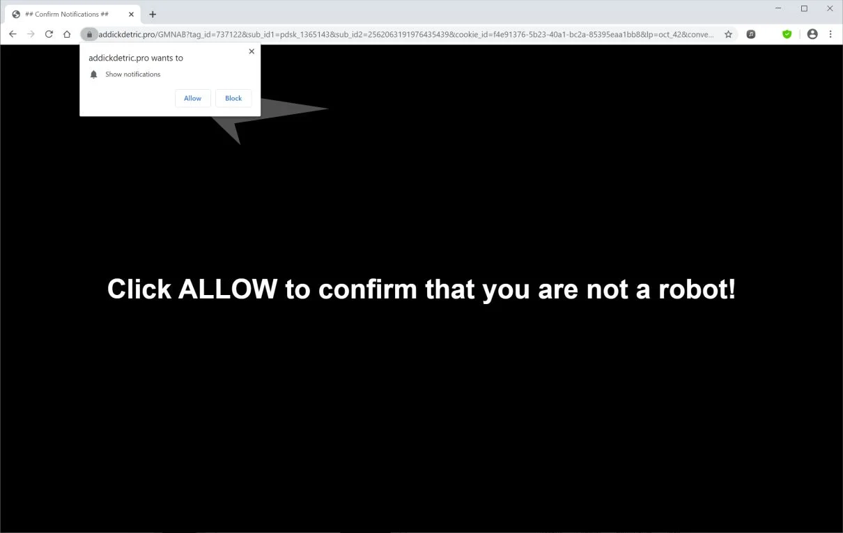 Remove Addickdetric.pro pop-up ads (Virus Removal Guide) 1 Image: Chrome browser is redirected to Addickdetric.pro