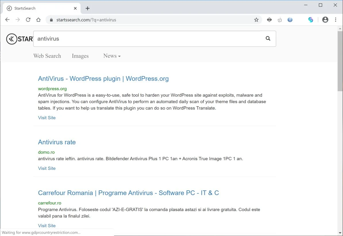How to remove StartsSearch.com redirect (Virus Removal Guide) 1 Image: Chrome browser is redirected to startssearch.com