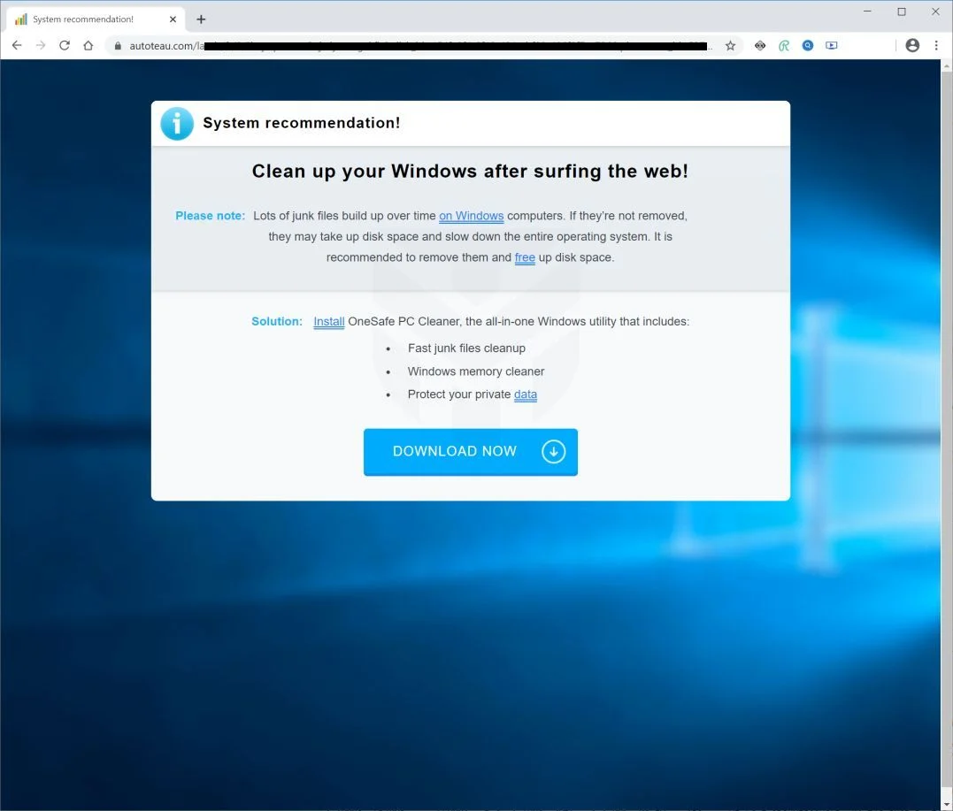 Image: Clean up your Windows after surfing the web! - Scam
