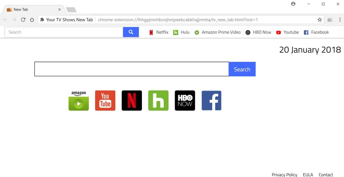 Your TV Shows New Tab redirect