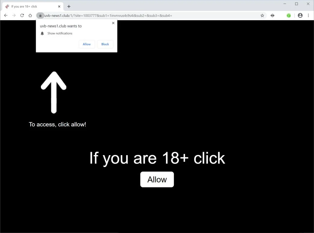 How to remove Uvb-news1.club pop-up ads (Virus Removal Guide) 1 Image: Chrome browser is redirected to Uvb-news1.club