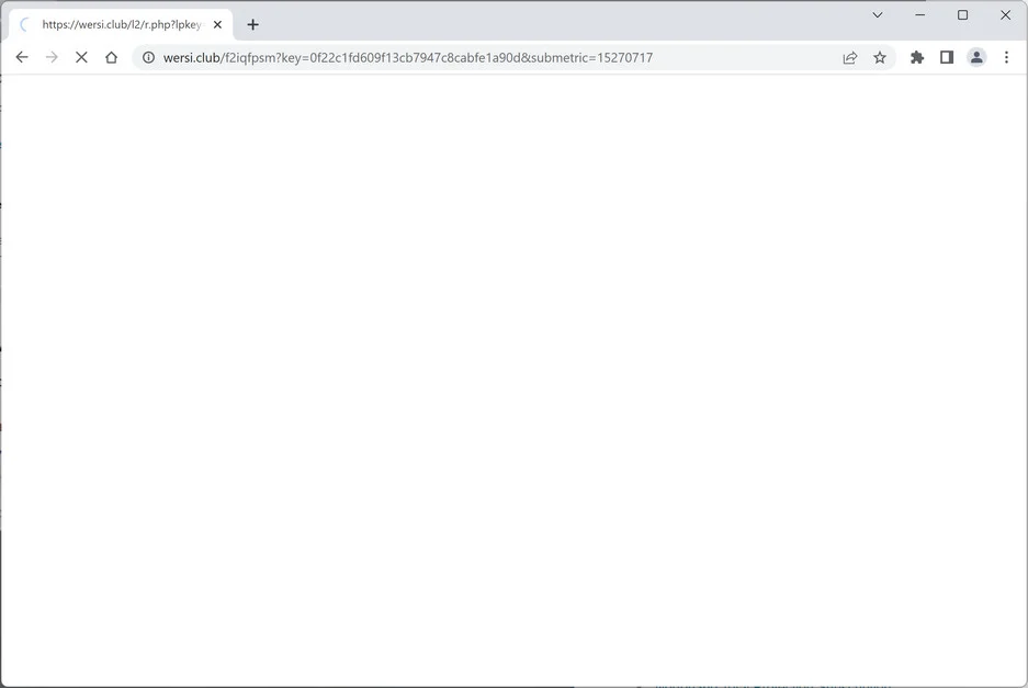 Image: Chrome browser is redirected to Wersi.club