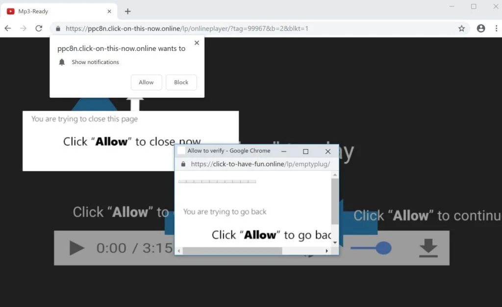 Please Allow Push Notifications Scam Popup