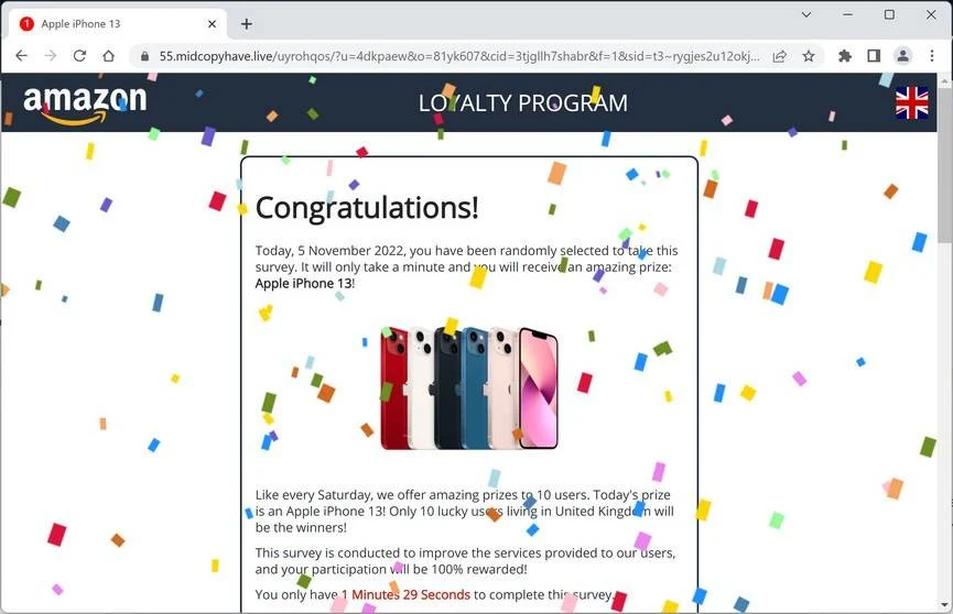 Image: Midcopyhave.live Fake Amazon Survey