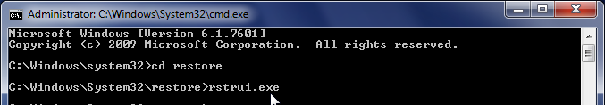 Start System Restore from Safe Mode with Command Prompt System Restore commands