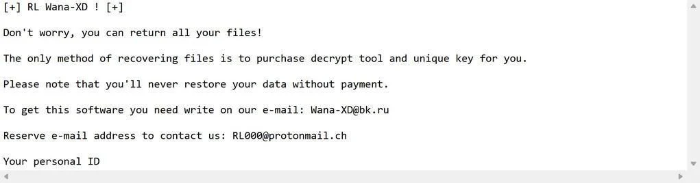 Image: RL Wana-XD ransomware