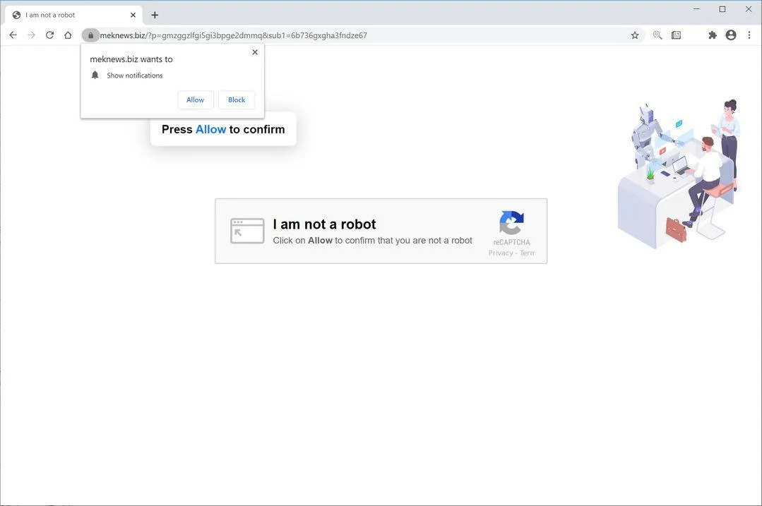 Remove Meknews.biz pop-up ads (Virus Removal Guide) 1 Image: Chrome browser is redirected to Meknews.biz