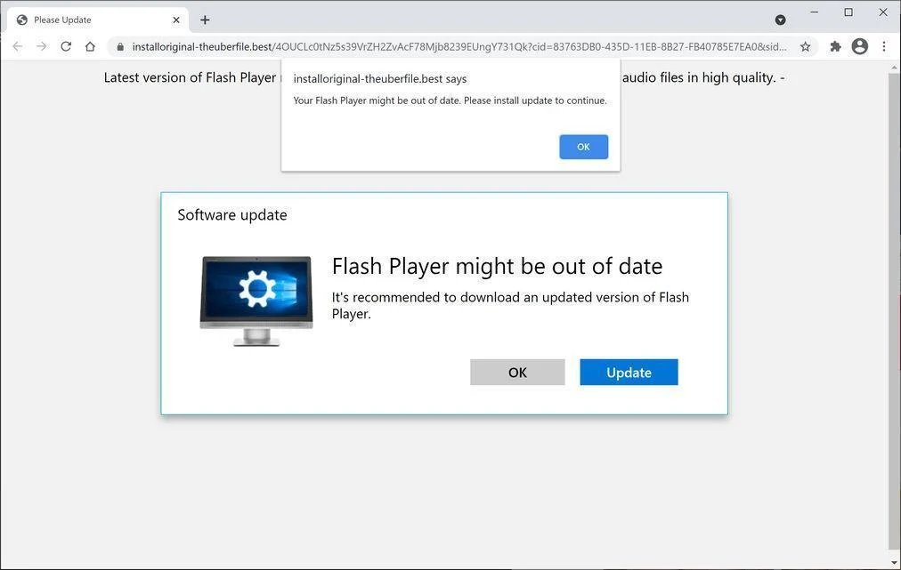 Remove Installoriginal-theuberfile.best scam (Virus Removal Guide) 1 Image: Chrome browser is redirected to Installoriginal-theuberfile.best