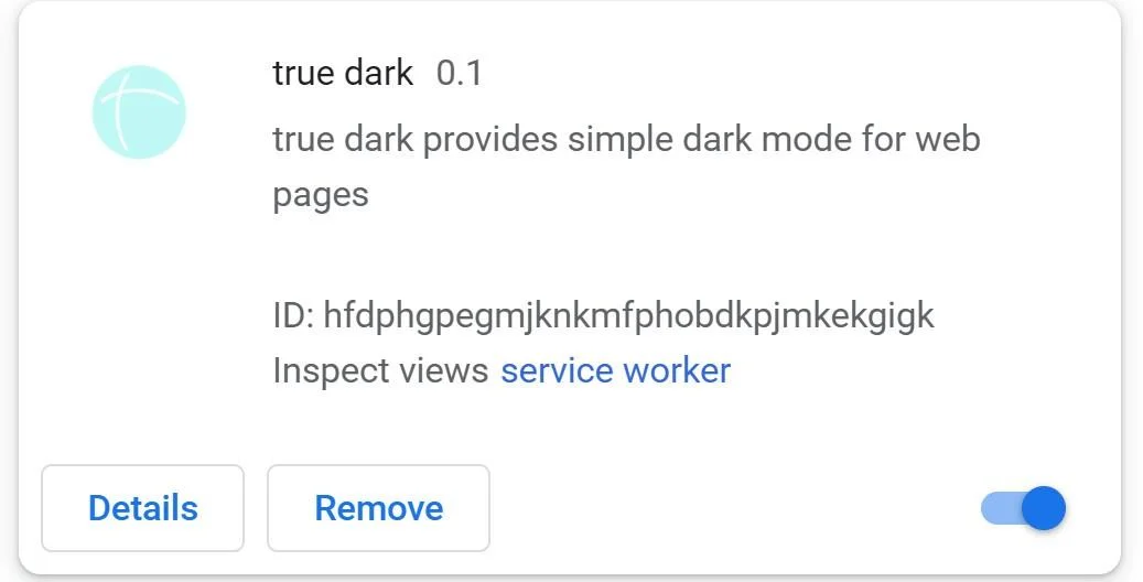 Image: True Dark Chrome extension