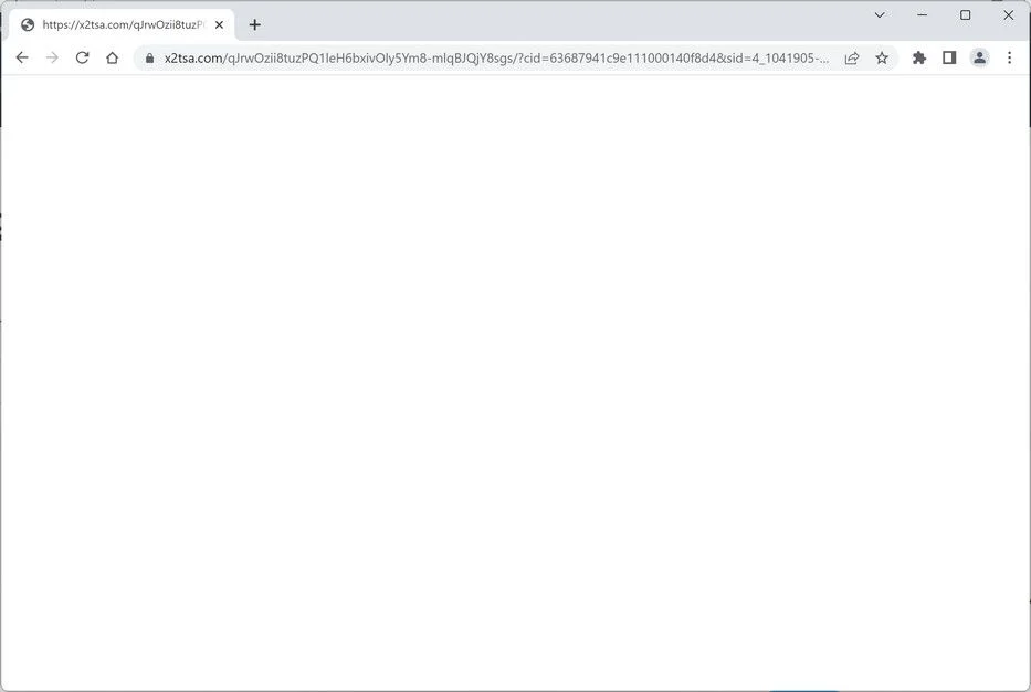 Image: Chrome browser is redirected to the X2tsa.com site