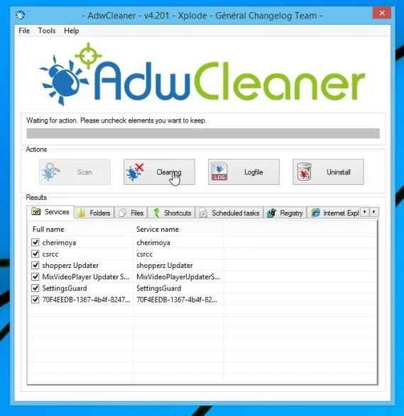 Remove Inmotion Search adware with AdwCleaner