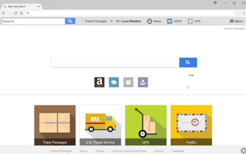 Tracker Packages New Tab Search redirect
