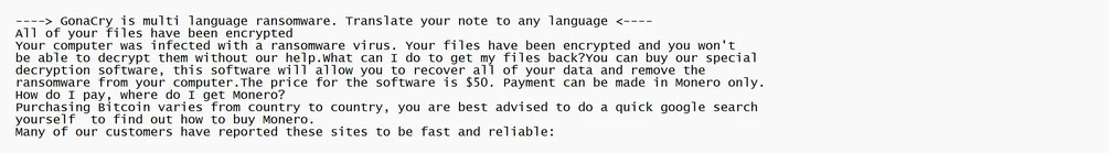 Image: GonaCry ransomware
