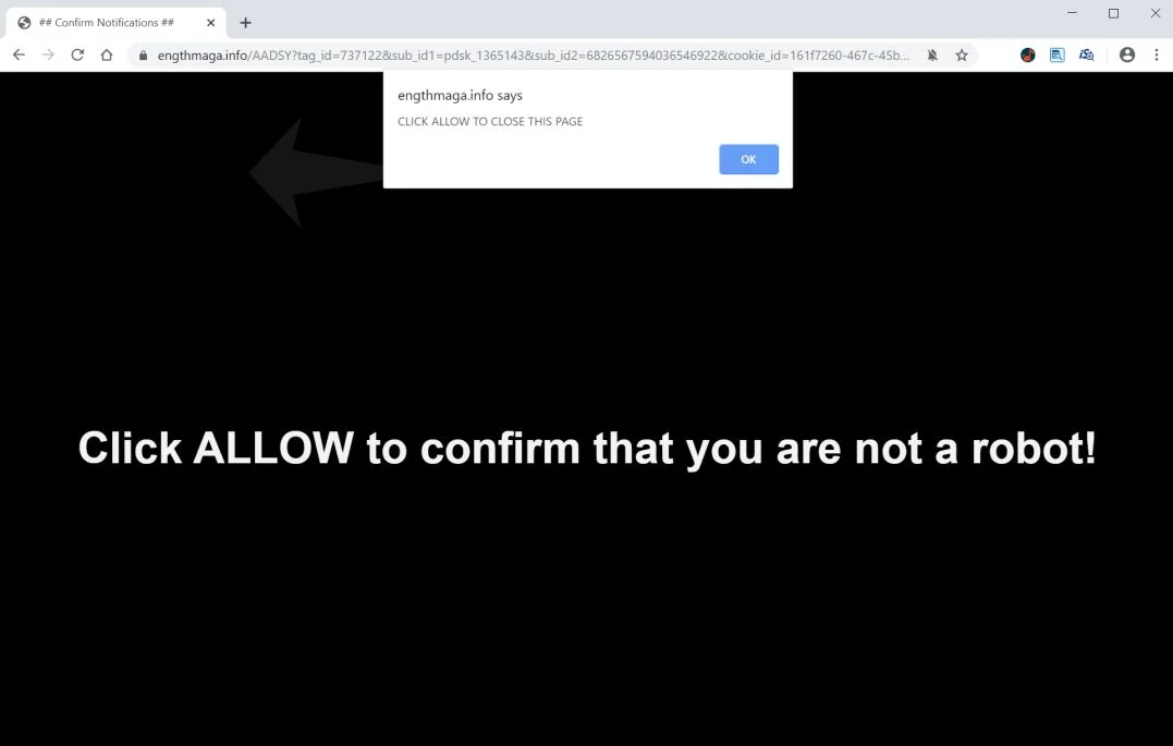 Image: Chrome browser is redirected to Engthmaga.info