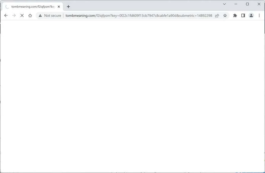 Image: Chrome browser is redirected to the Tombmeaning.com site