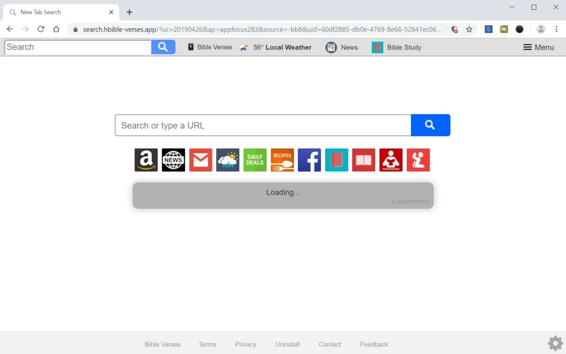 How to remove Search.hbible-verses.app redirect (Virus Removal Guide) 1 Image: Chrome browser is redirected to the search.hbible-verses.app site