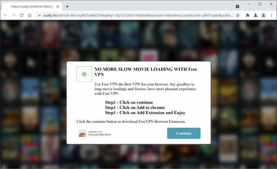 Image: Chrome browser is redirected to Sually.ml