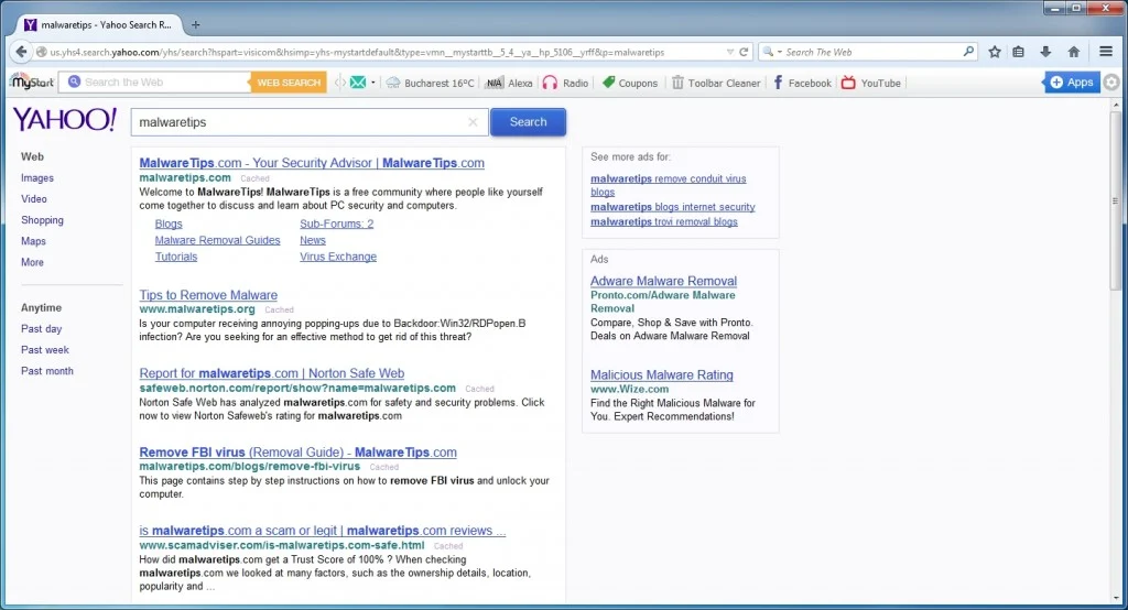 Image: Chrome browser is redirected to Yhs4 Search.Yahoo.com