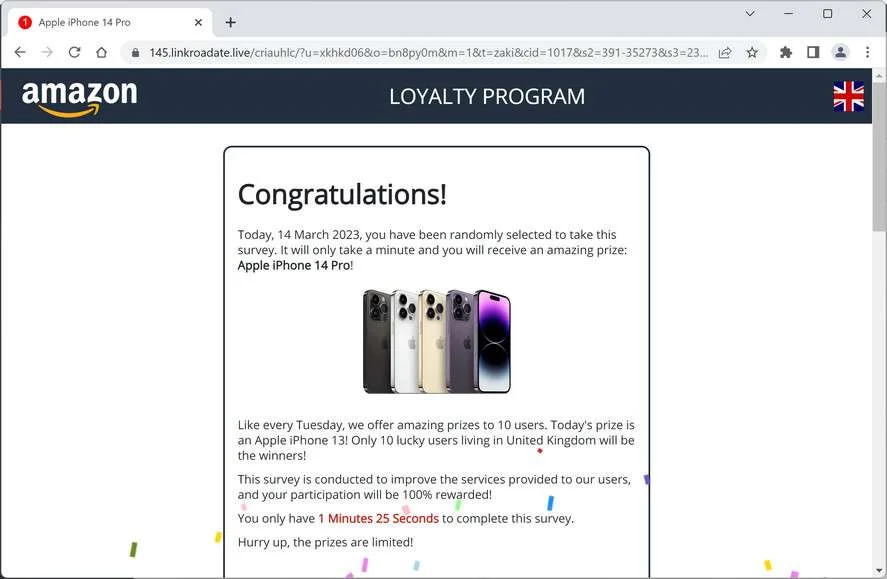 Image: Linkroadate.live Survey Scam