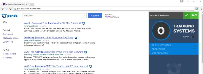 Pandasecurity.mystart.com redirect to Yahoo Search virus