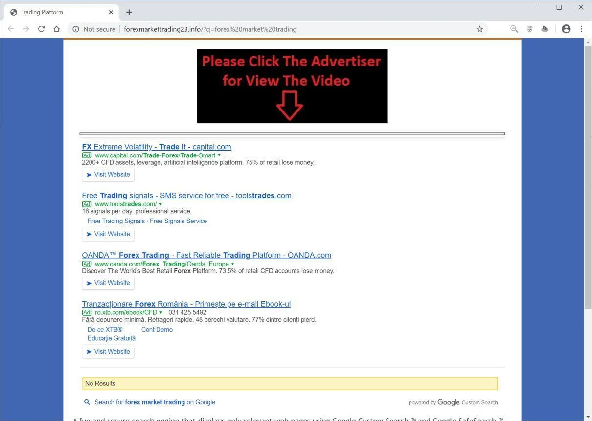 Remove Forexmarkettrading23.info pop-up ads (Virus Removal Guide) 1 Image: Chrome browser is redirected to Forexmarkettrading23.info