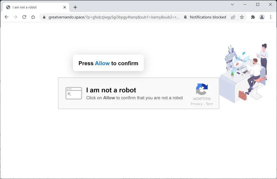 Remove Greatvernando.space Pop-up Ads (Virus Removal Guide) 1 Image: Chrome browser is redirected to Greatvernando.space
