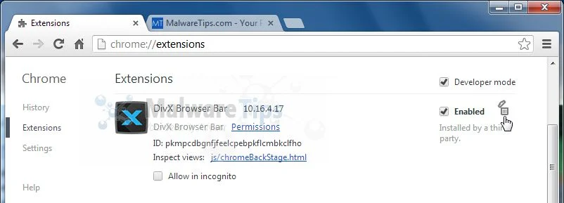 [Image: DivX Toolbar Chrome extension]