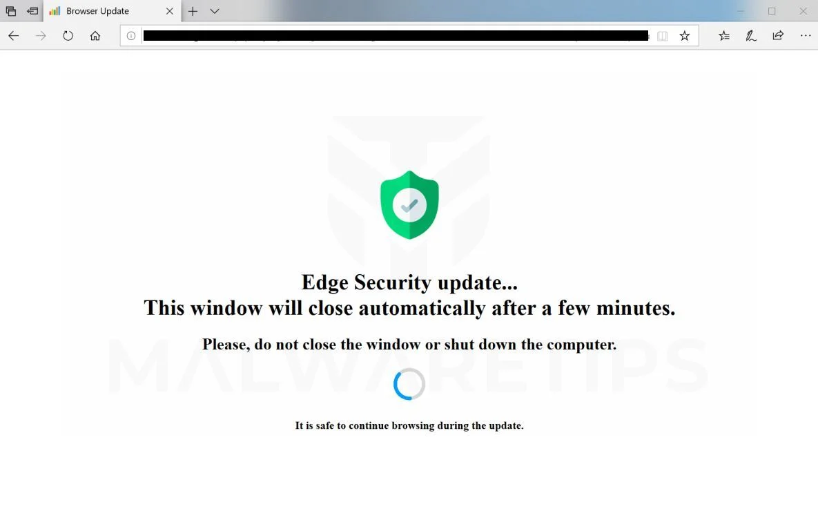 Edge Security update CPU Miner Pop-up Scam