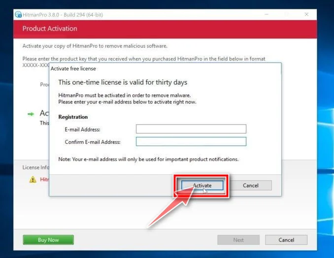 Enter your email to complete the HitmanPro activation Enter your email to complete the HitmanPro activation - Help Guide