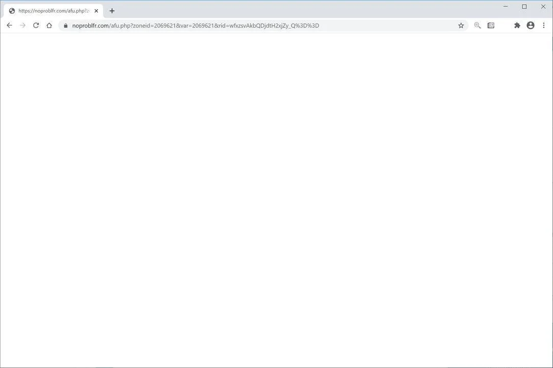 Image: Chrome browser is redirected to Noproblfr.com