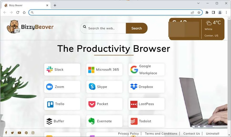 Image: Bizzy Beaver Chrome new tab page
