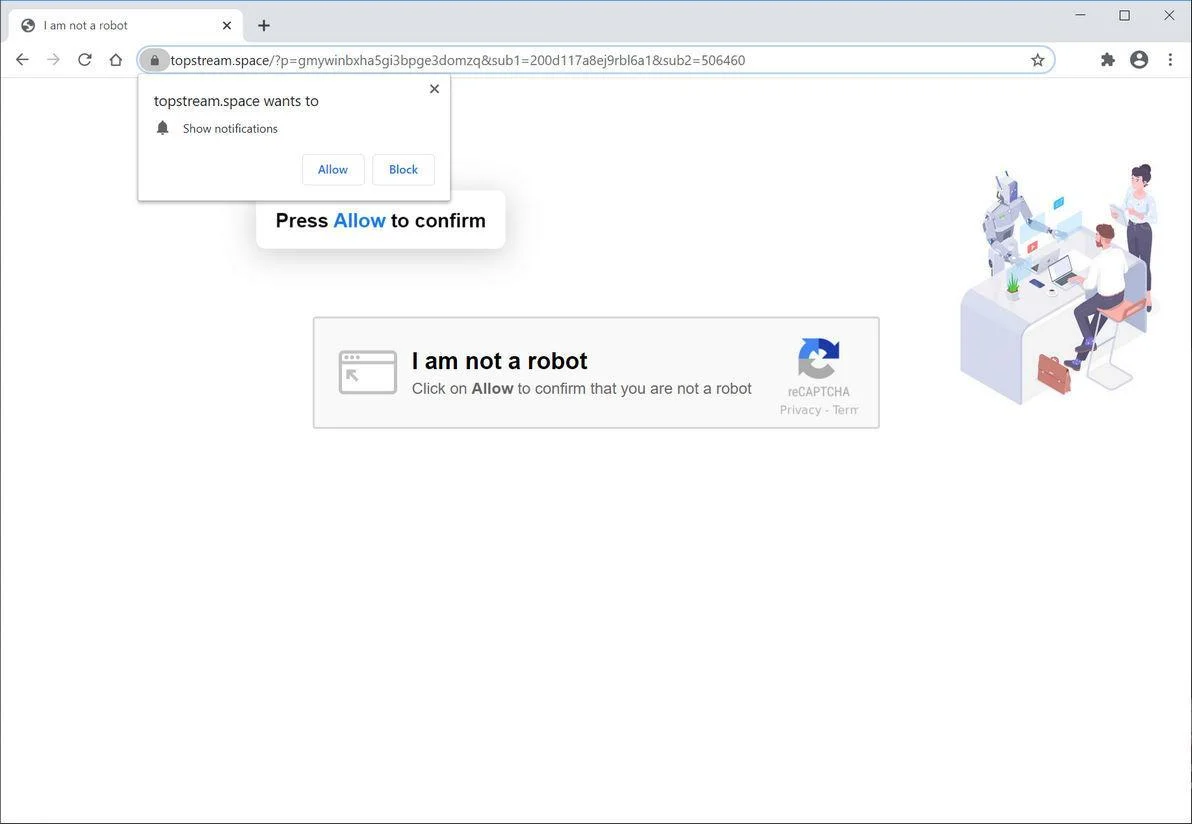 Remove Topstream.space pop-up ads (Virus Removal Guide) 1 Image: Chrome browser is redirected to Topstream.space