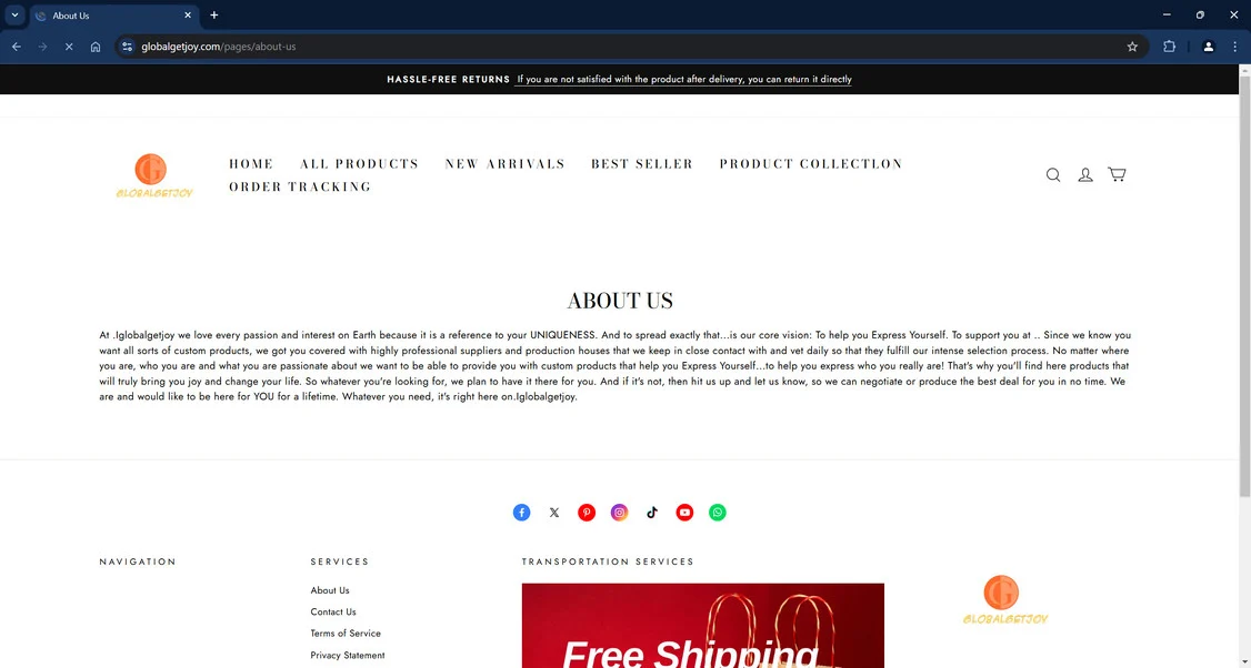 Globalgetjoy.com Store Is 100% Scam - Don't Shop Here 1 Globalgetjoy.com scam