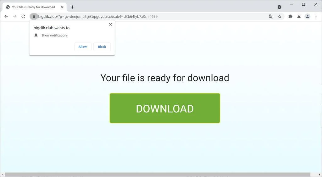 Remove Bigclik.club pop-up ads (Virus Removal Guide) 1 Image: Chrome browser is redirected to Bigclik.club