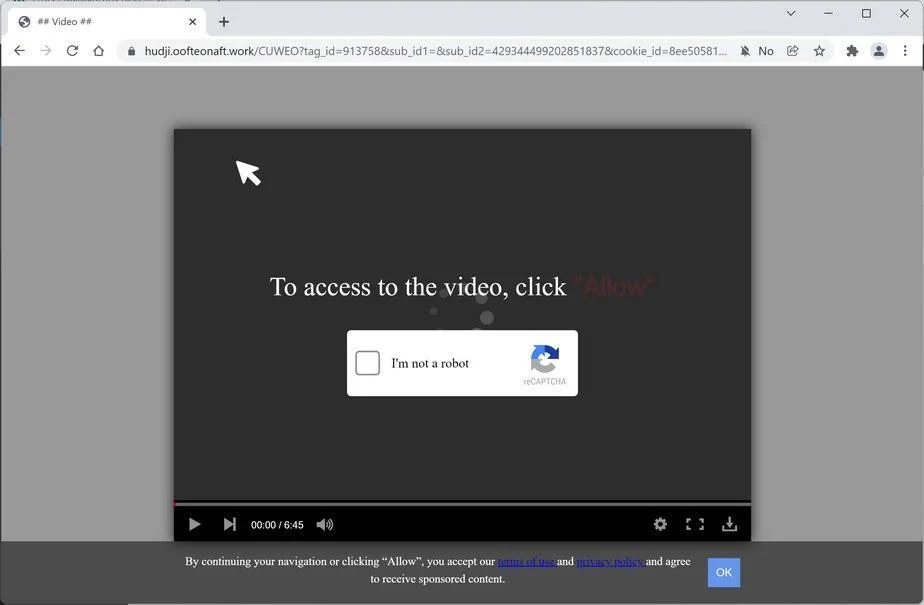 Image: Chrome browser is redirected to Oofteonaft.work