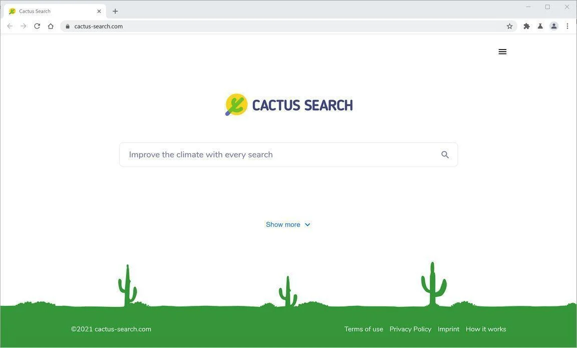 Image: Chrome browser is redirected to Cactus Search