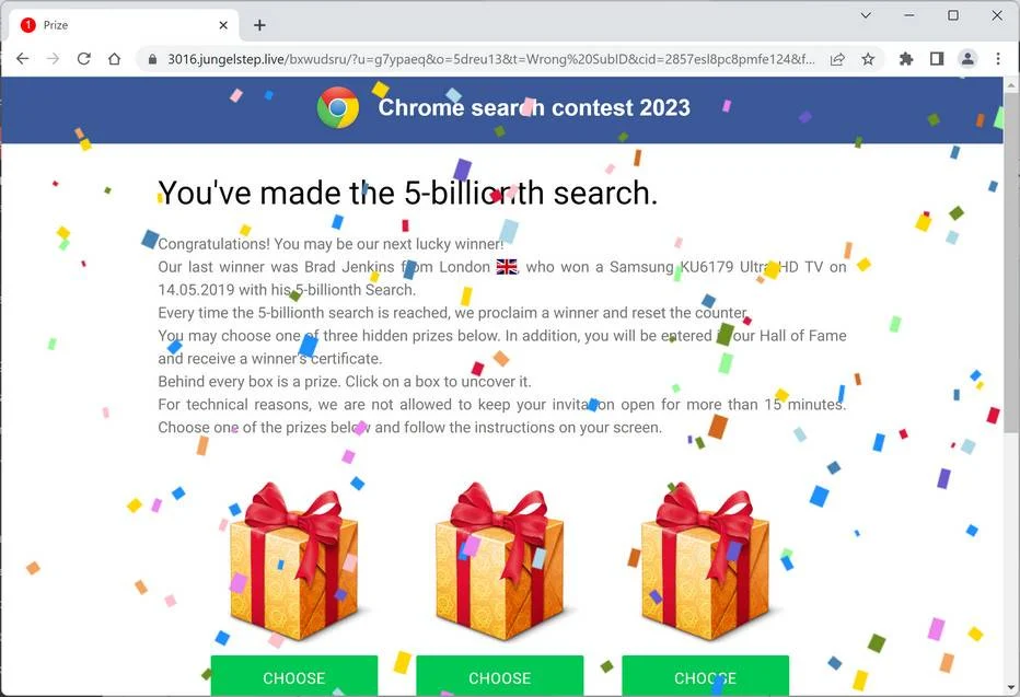 Screenshot of Jungelstep.live Fake Survey